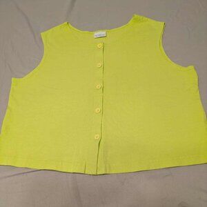 Bryn Walker Oversized Top Womens Large Neon Yellow Sleeveless Pacific Cotton